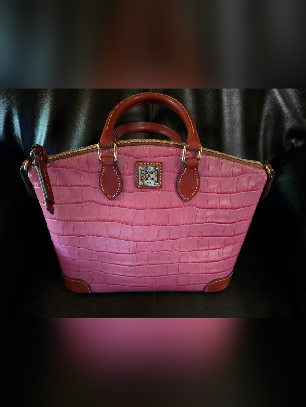 Dooney & Bourke Pink Croc-Embossed Satchel